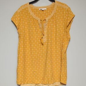 DR2 Yellow Cap Sleeve Tie Front Blouse